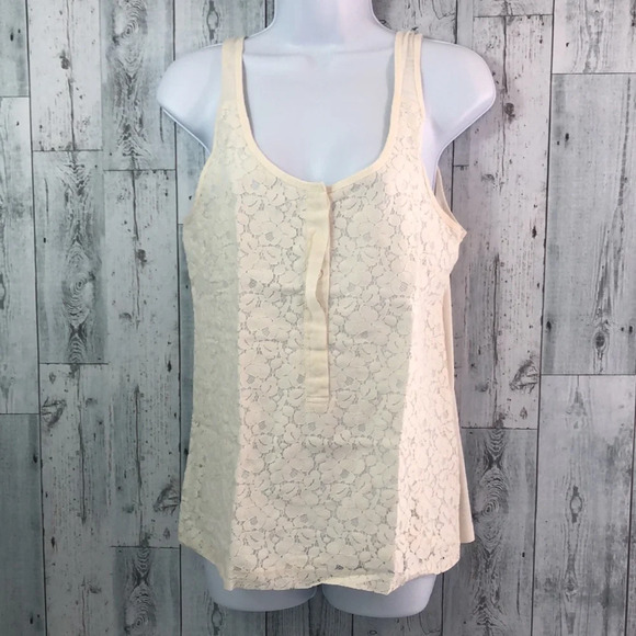 J.Crew Ivory Lace Front Tank Top Medium - Picture 1 of 11